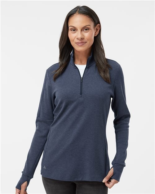 Adidas - Women's 3-Stripes Quarter-Zip Sweater Pullover - A555 - Image 4