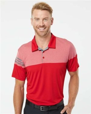 Adidas - Men's Heathered 3-Stripes Colorblocked Polo - A213