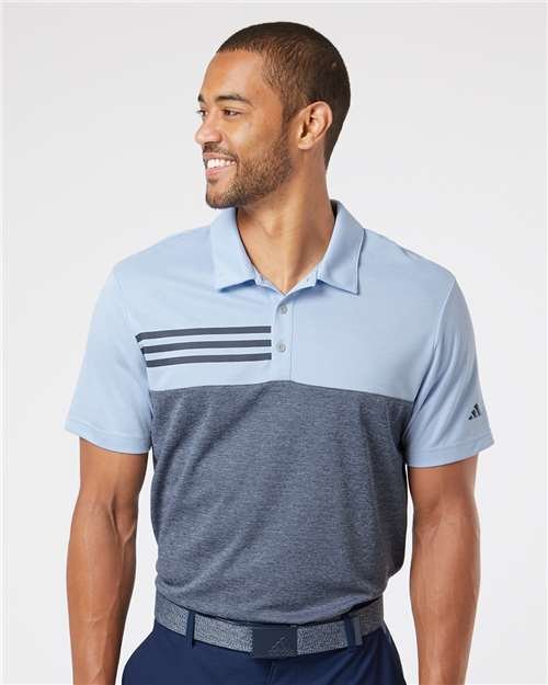 Adidas - Men's Heathered Colorblocked 3-Stripes Polo - A508